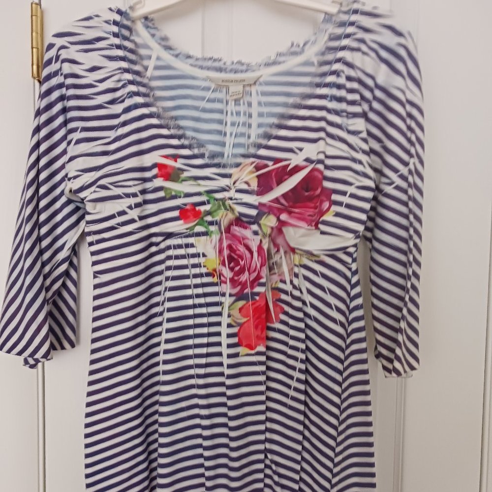 Vintage Boston Proper Womens Striped Tunic Top Size Small